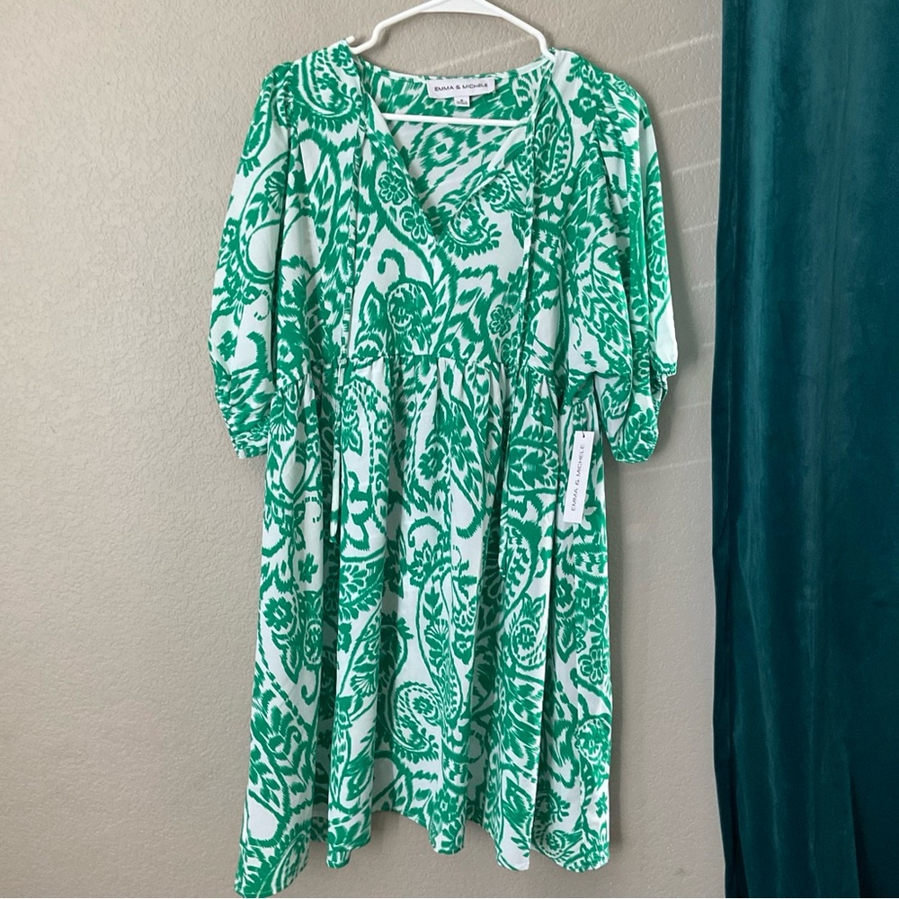 Green Patterned Women's Dress flowy dress